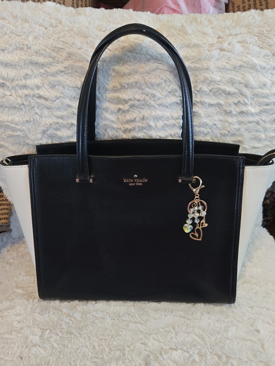 kate spade Handbags - kate spade Black and White Leather Tote with Charm